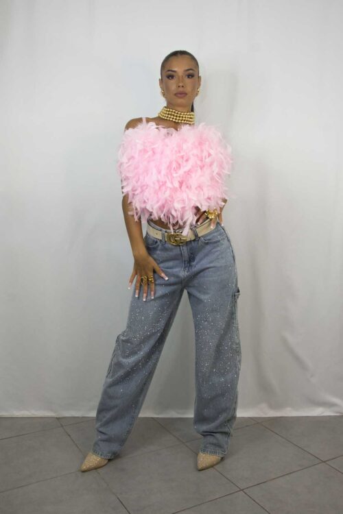 JEANS DENIM CHIARO STRASS